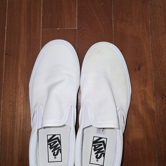 Vans Classic Slip-On Canvas Sneakers in White - Water Stained - Picture 7 of 9
